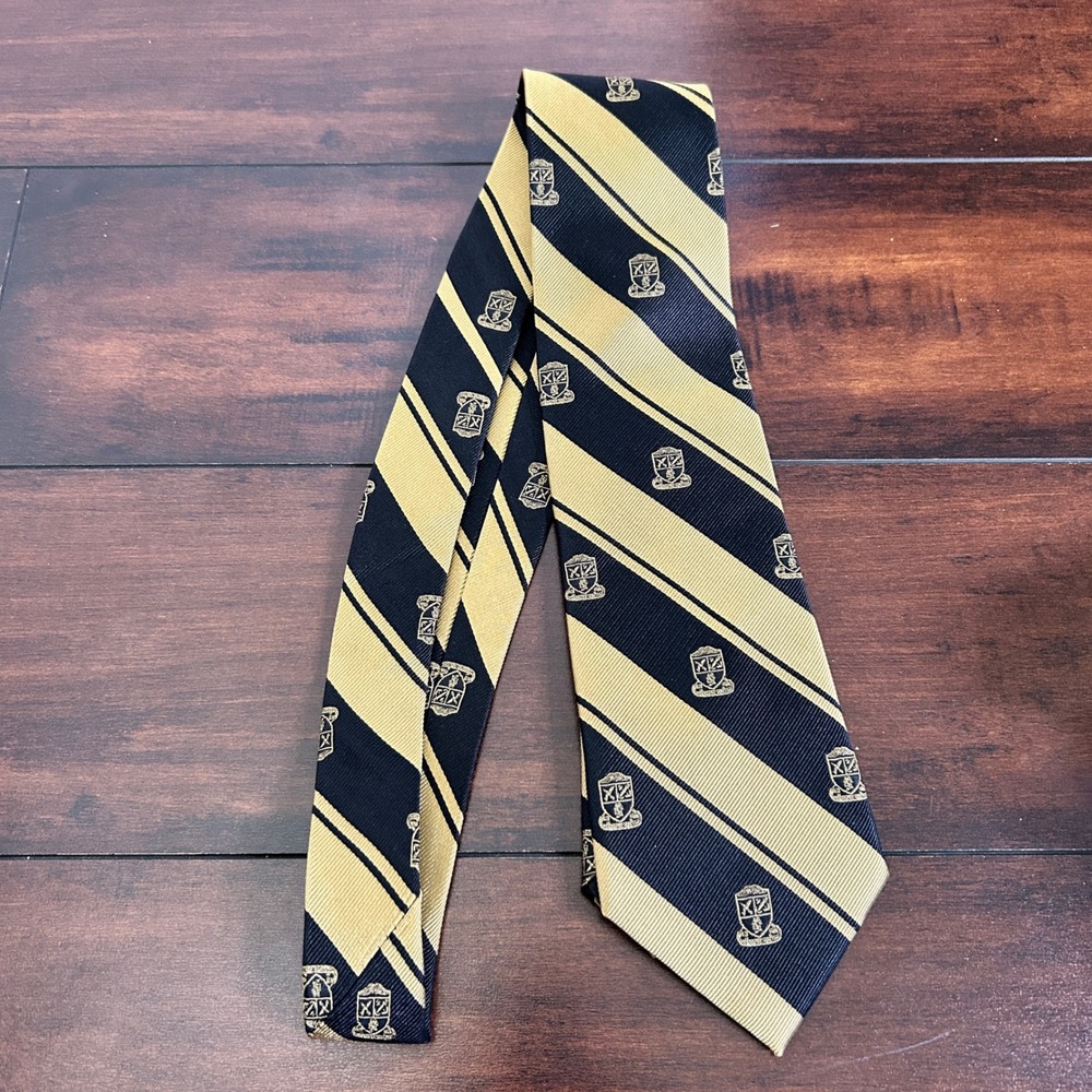 Army and Navy Academy Alumni Tie Mens OS Black Gold New Silk Crested Striped